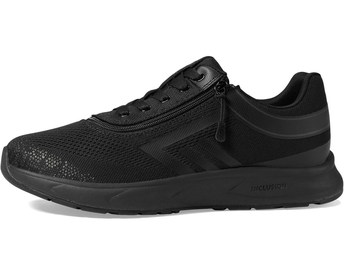 Men's black sport sneakers with side stripe accents and lace-up closure