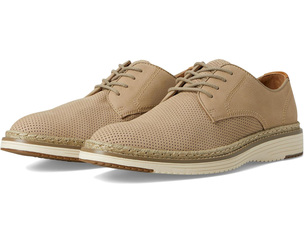 Men's Johnston & Murphy taupe perforated plain-toe lace-up shoe, low rubber sole