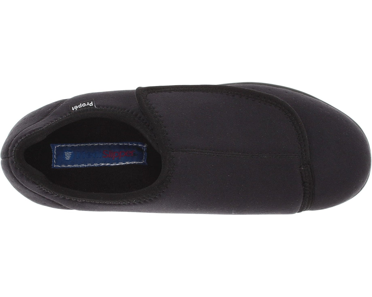 Black slip-on shoe interior with padded collar and Propet logo label