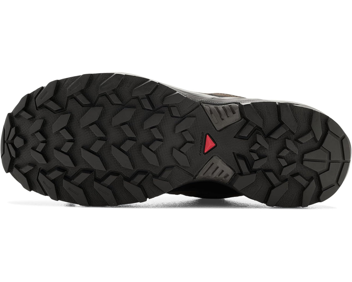 Men's Salomon hiking shoe outsole with deep black tread for traction grip