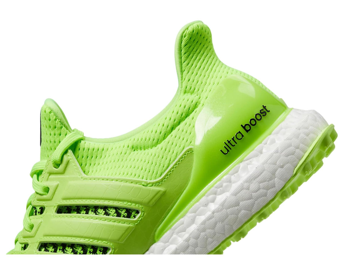 adidas Golf Ultraboost golf shoes, neon green knit collar and white midsole
