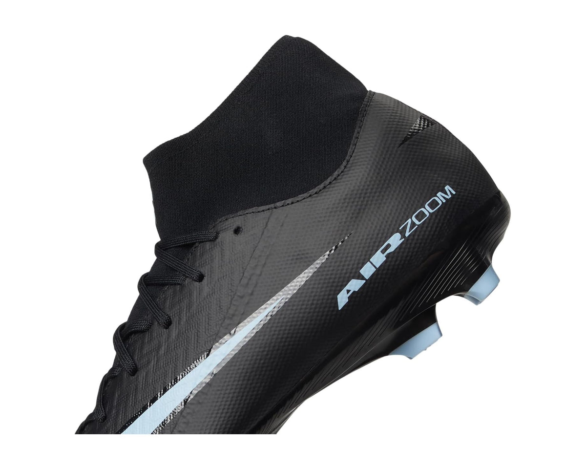Nike Superfly 10 black upper football boots with Air Zoom text and white stripe