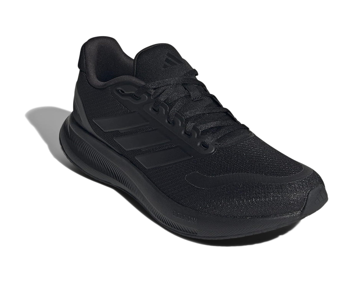 Men's adidas running sneaker in black with lace-up mesh upper and textured sole