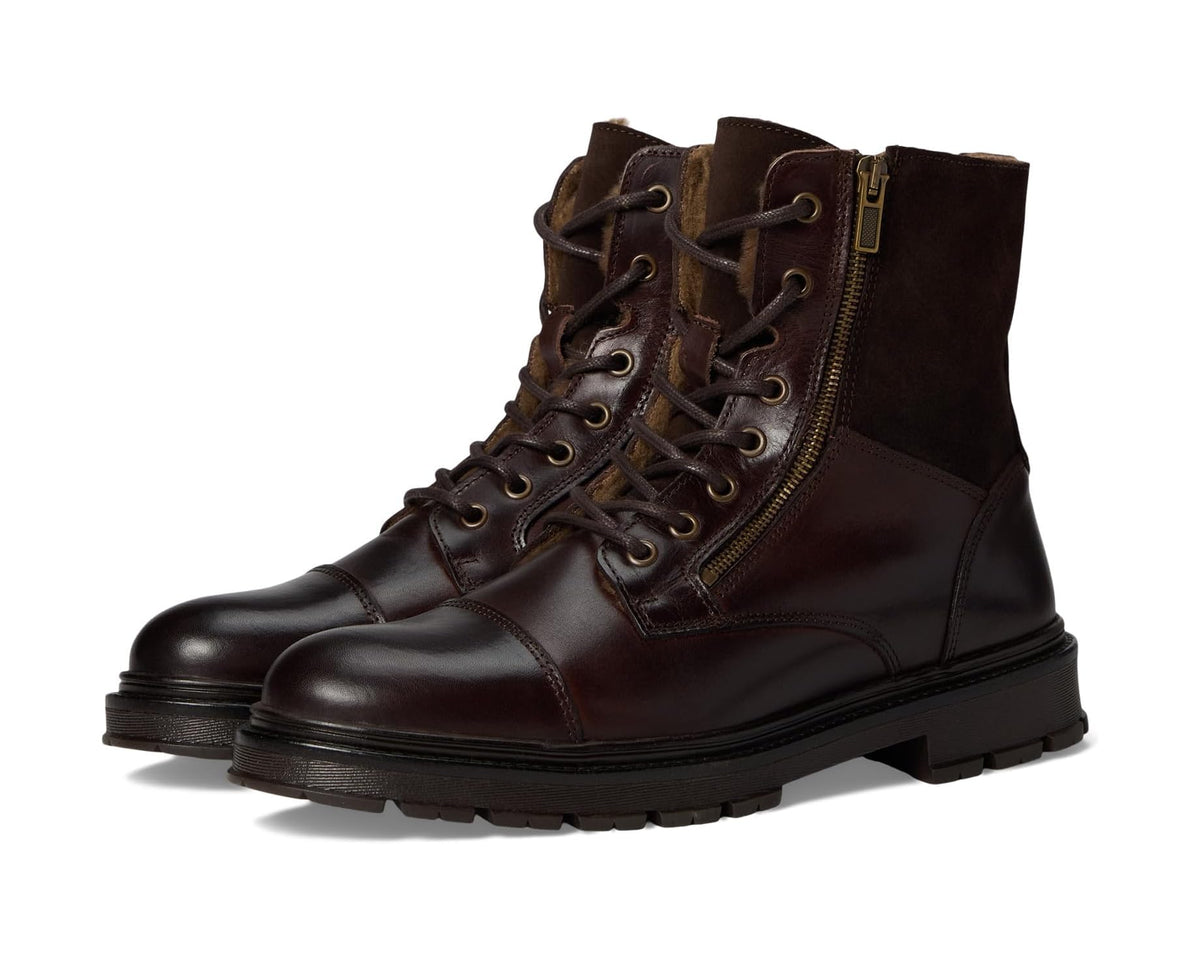 Men's ALDO Aaren-L brown leather lace-up ankle boots with side zipper