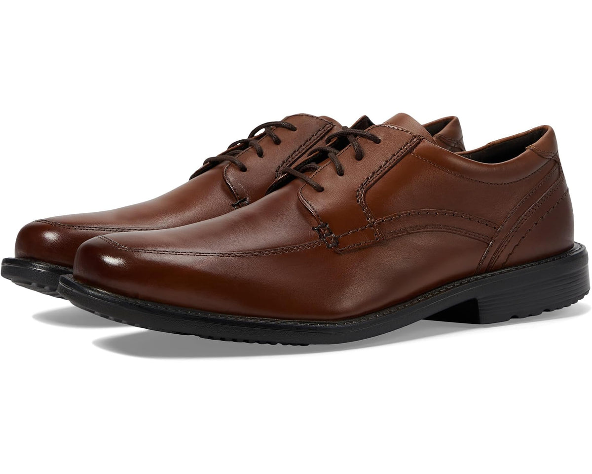 Men's Rockport apron-toe oxford shoes, tan leather lace-up, rubber sole