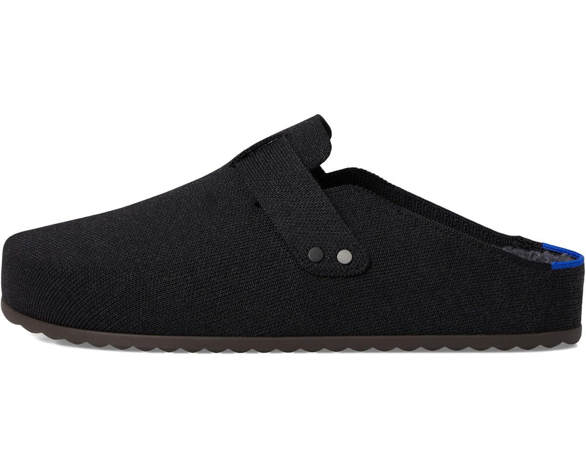 Men's black slip-on clog with adjustable strap and rubberized sole