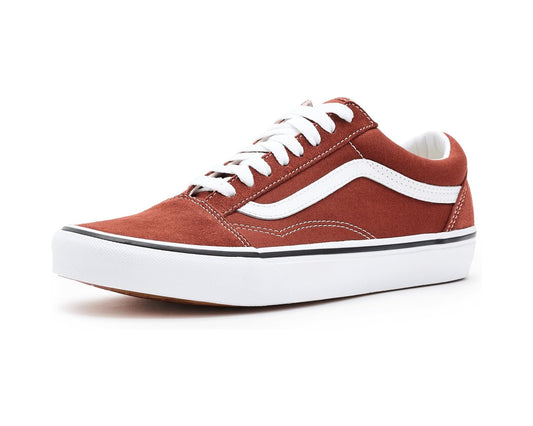 Rust bronze Vans Old Skool low-top sneaker with white side stripe and lace-up
