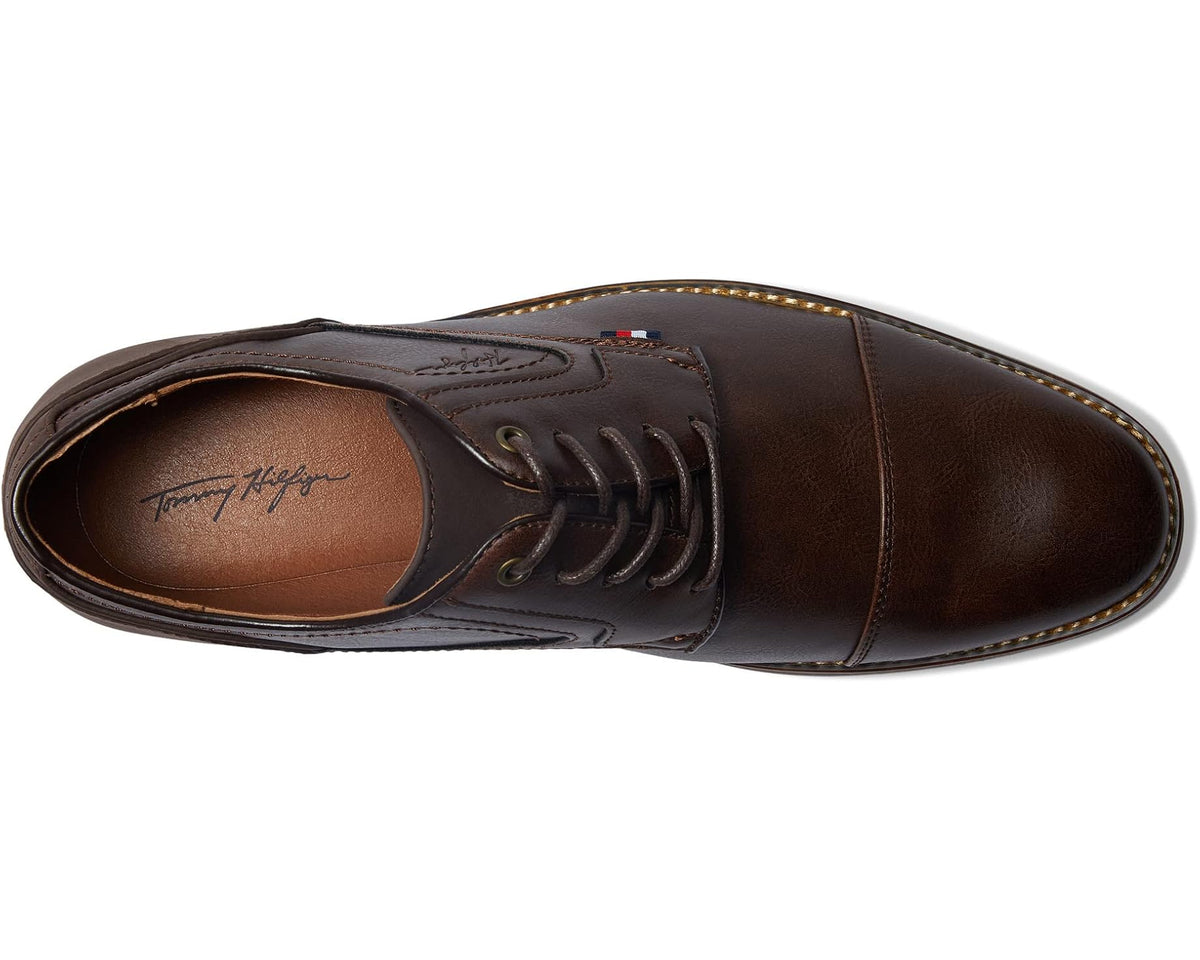 Men's Tommy Hilfiger brown leather lace-up shoe, interior lining logo and laces