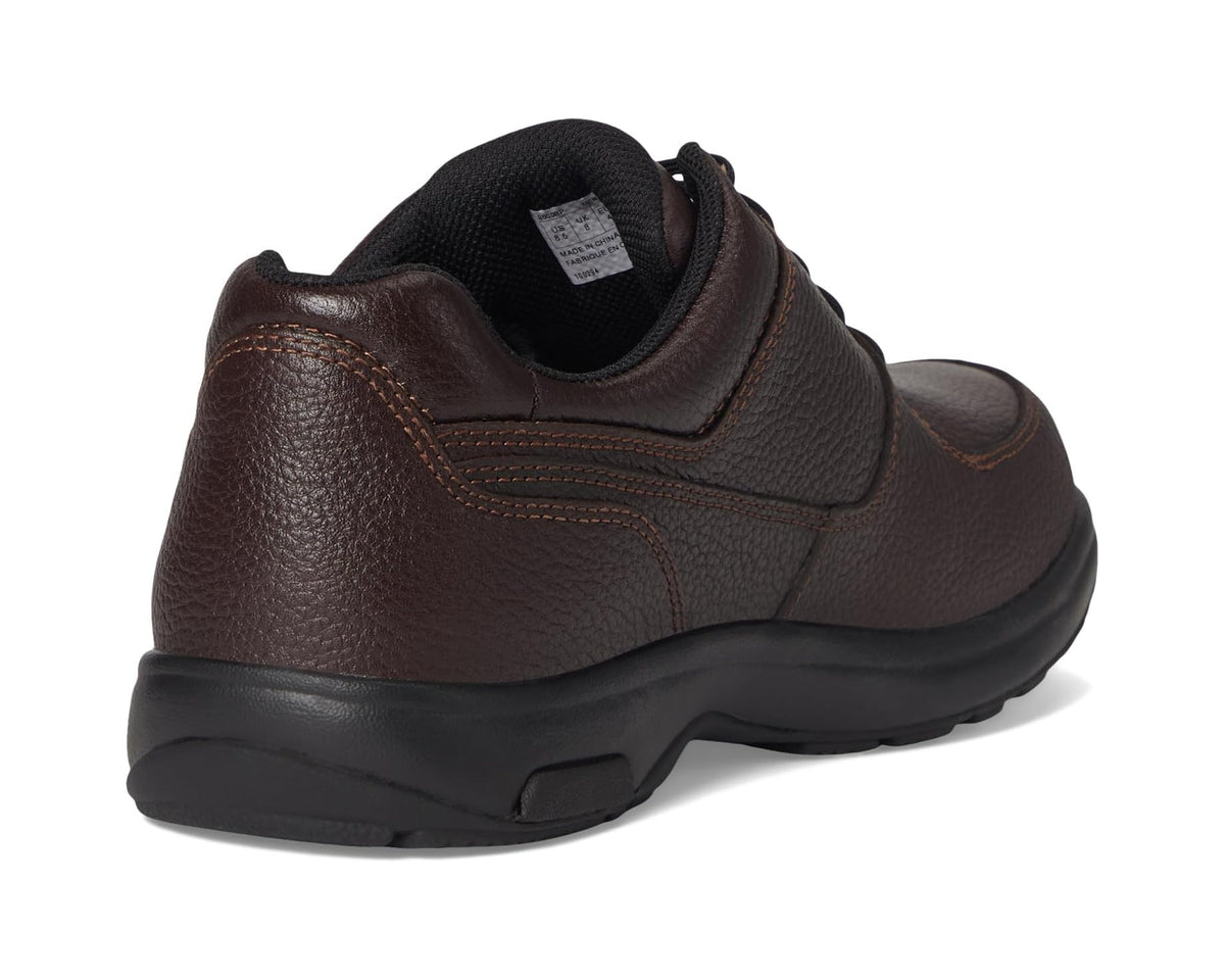Men's waterproof brown leather lace-up shoe heel with cushioned collar and black sole