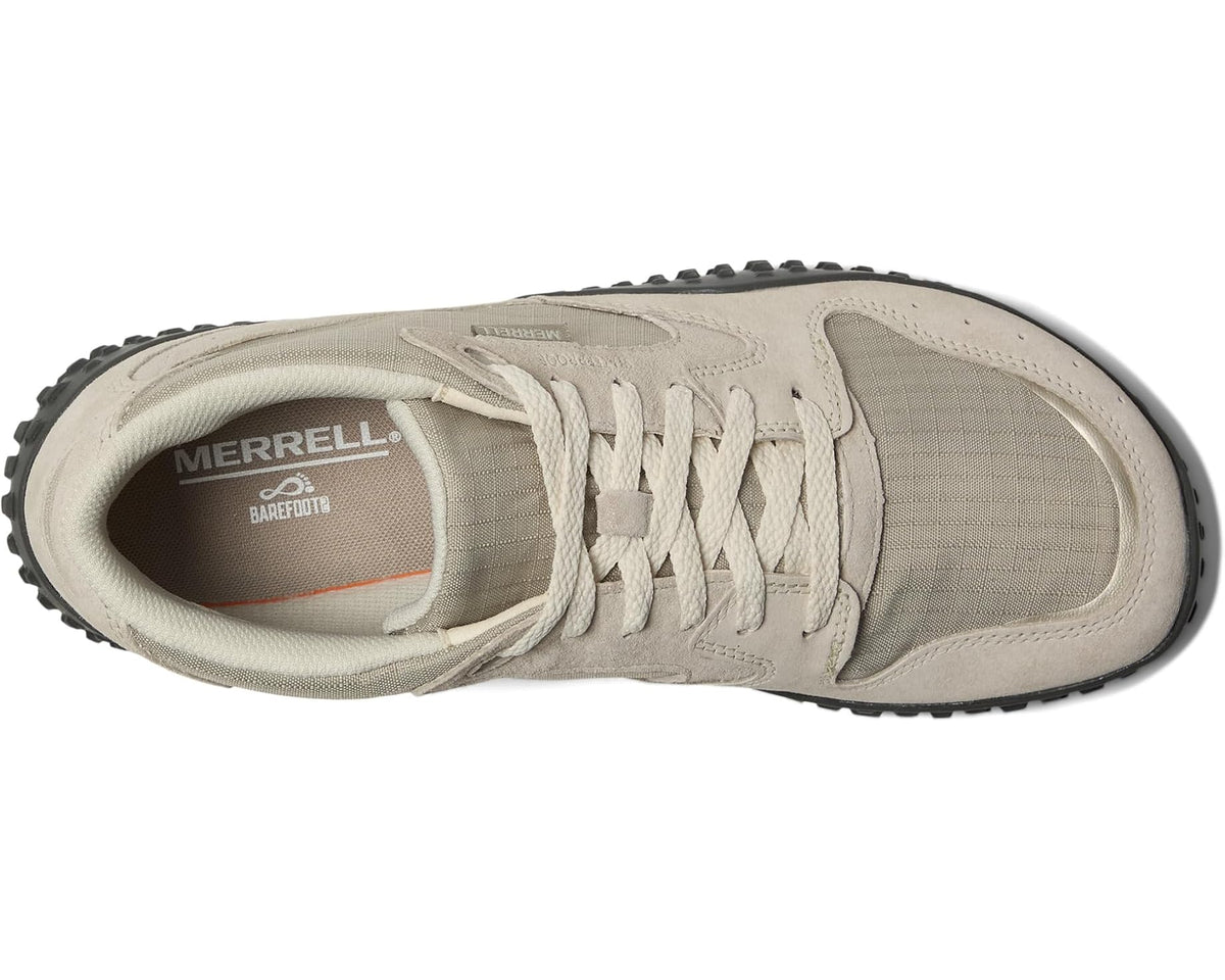 Men's light beige mid-top sneaker with lace-up front and MERRELL logo on tongue.