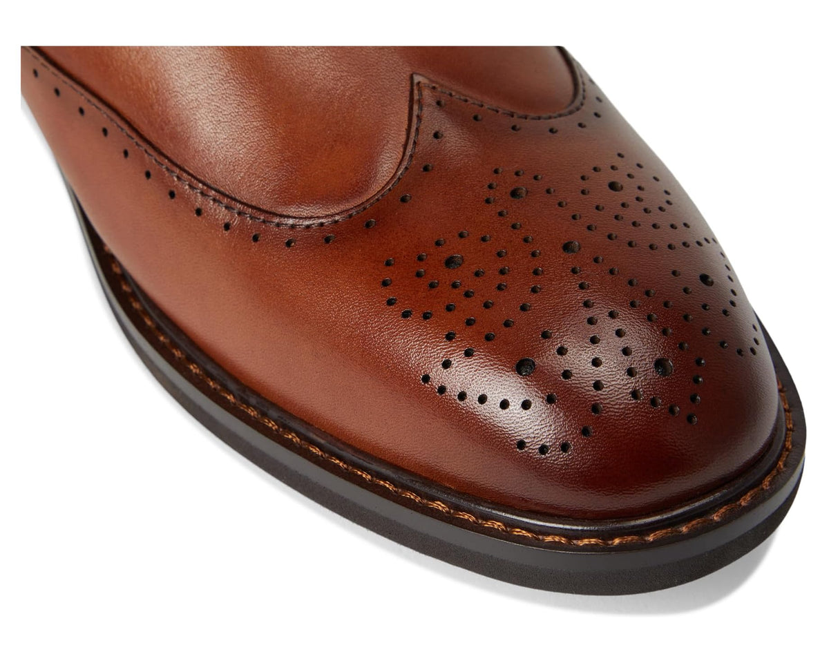 Stacy Adams men's brandy leather wingtip toe with detailed perforation pattern