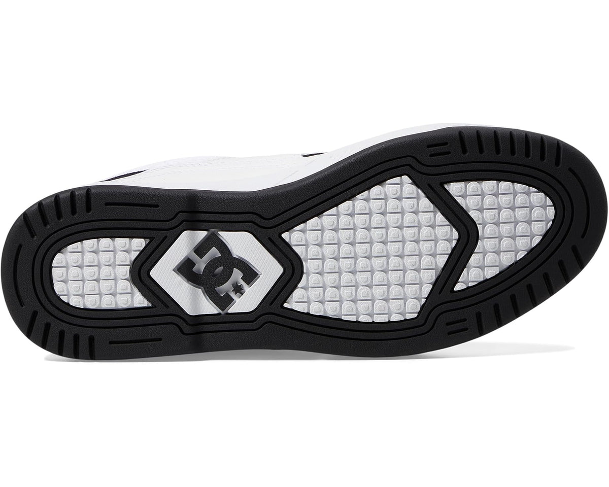 Men's sneaker outsole with textured tread and DC logo on the heel