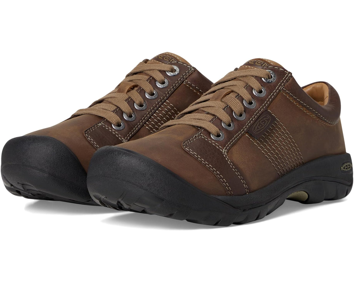 KEEN Austin men's casual shoes in chocolate brown, lace-up with padded collar