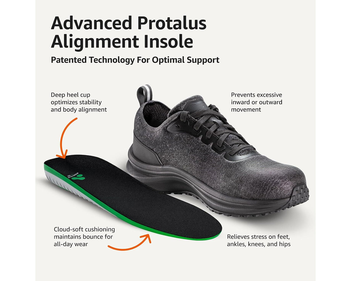 Work safety shoe with cushioned insole and black-and-green comfort footbed detail