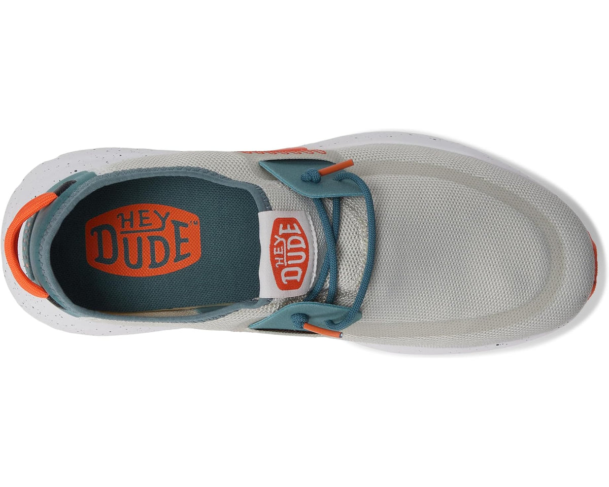 Men's Hey Dude Sirocco M active sneakers, side profile with teal collar and orange trim