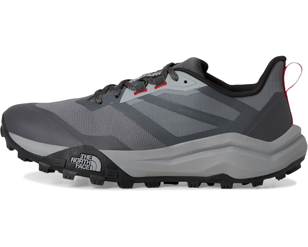 Men's The North Face Offtrail hiking shoes, lace-up gray upper with red pull tab
