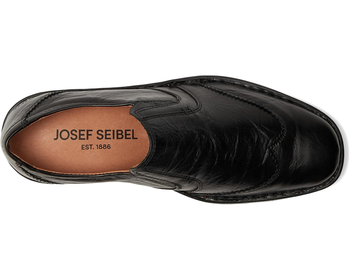 Black leather slip-on shoe interior with Josef Seibel logo