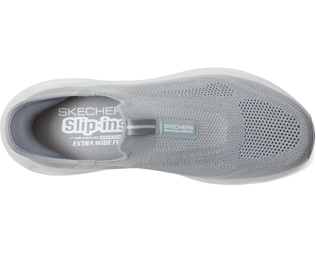 Men's SKECHERS slip-in sneaker in grey mesh, logo printed inside collar
