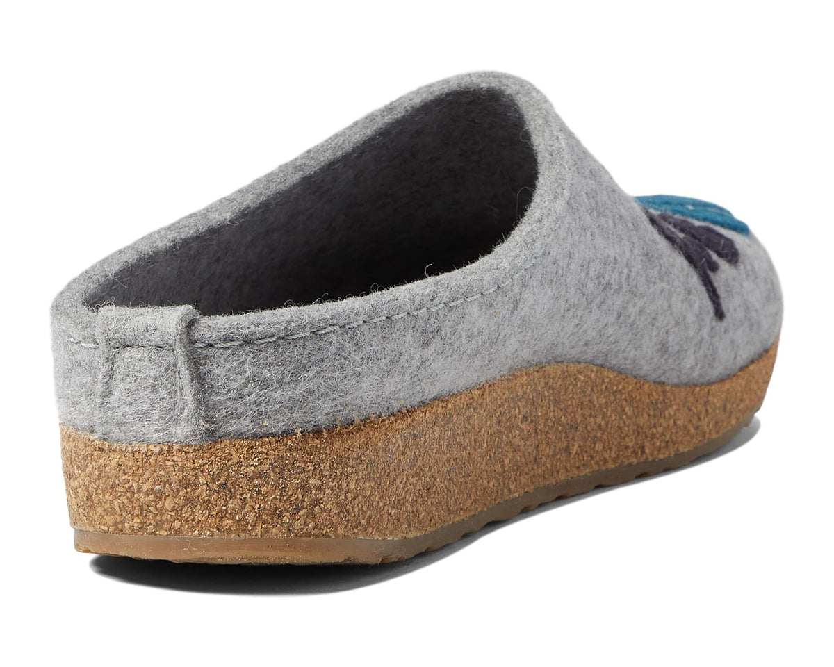 Haflinger unisex felt slip-on slippers, silver grey interior lining and cork base sole