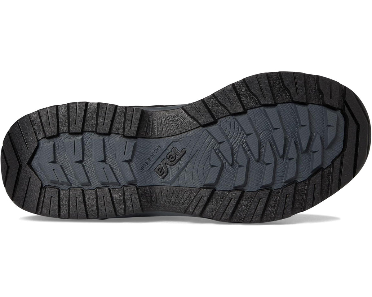 Black Teva hiking sneaker outsole with rugged tread pattern