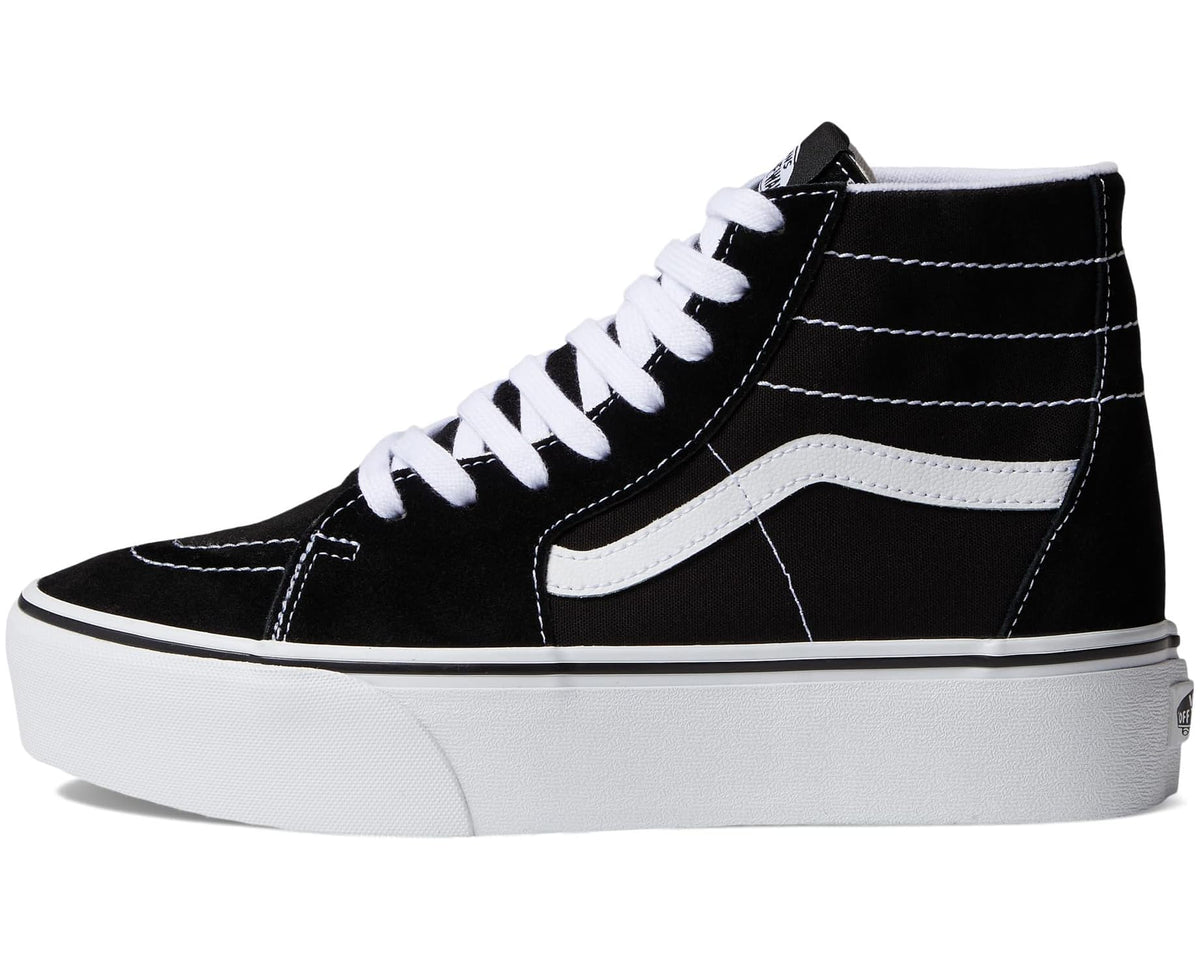 Vans high-top sneakers, black upper with white midsole and accent stripe