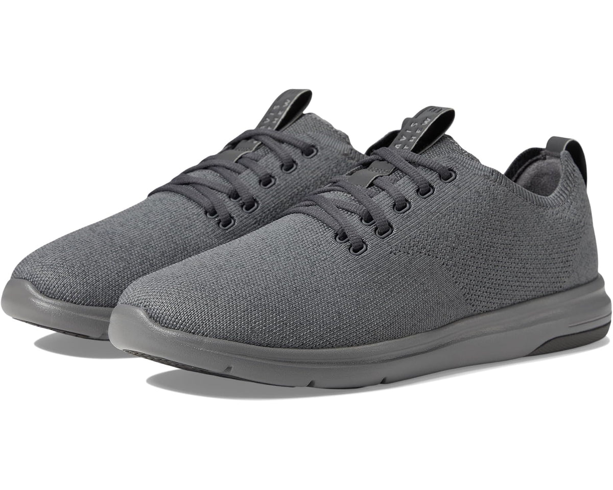 Gray heather knit lace-up sneakers with rubber sole and padded collar
