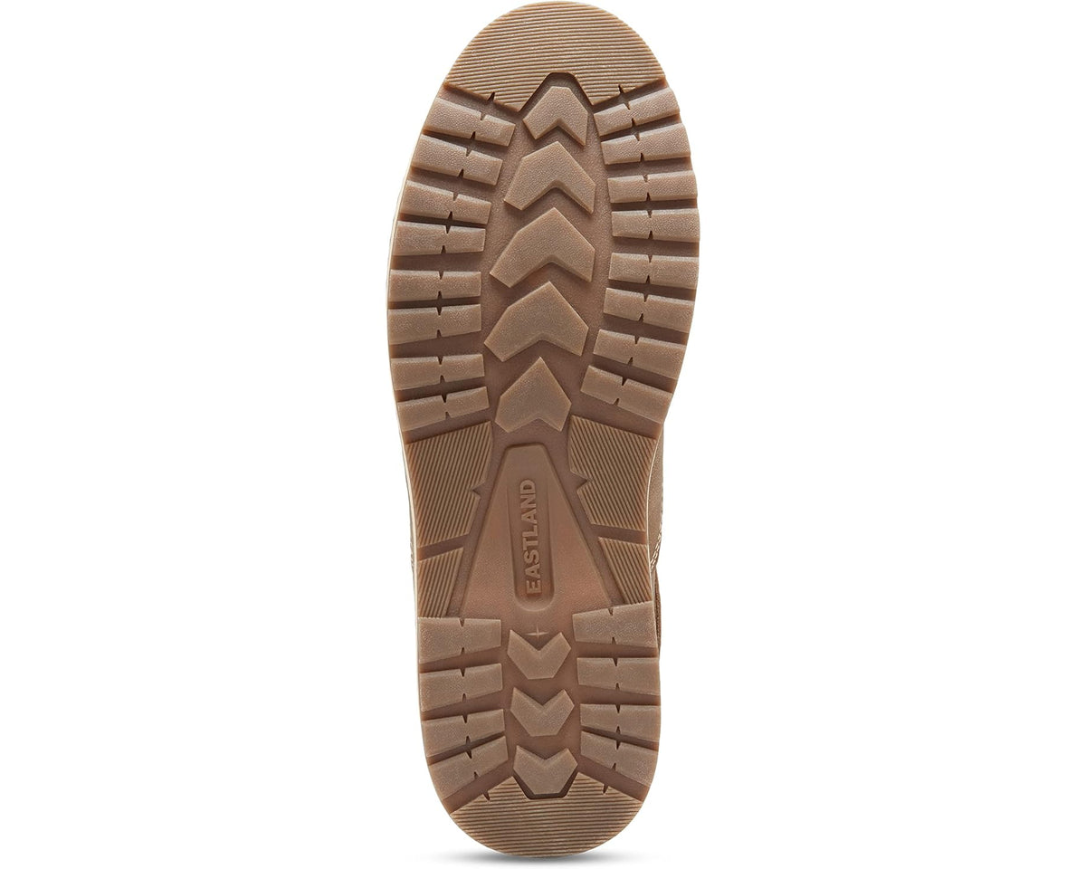 Men's tan rubber outsole with chevron tread pattern and Eastland logo