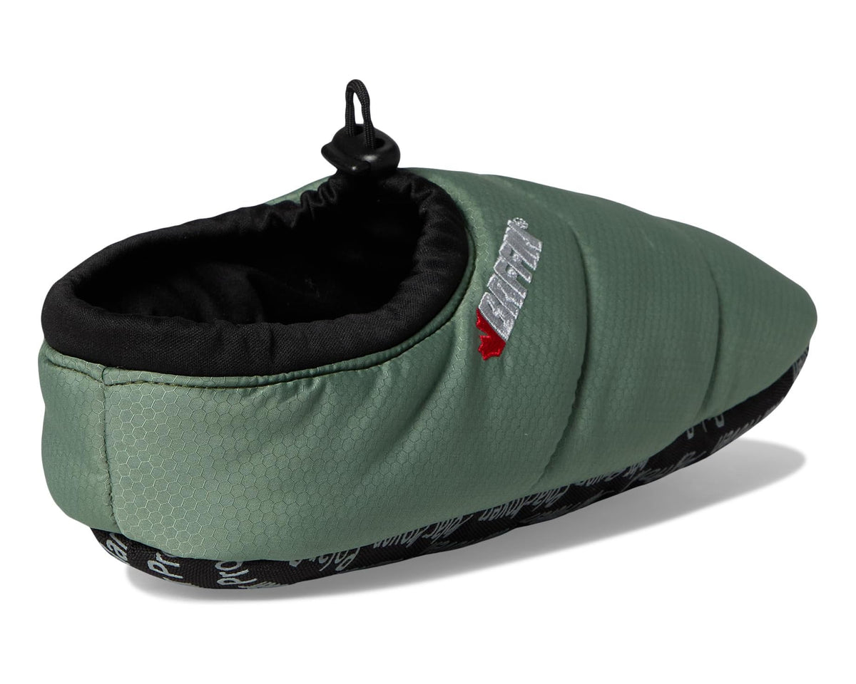 Sea green bootie with black lining, red/gray logo patch, and lace grommet