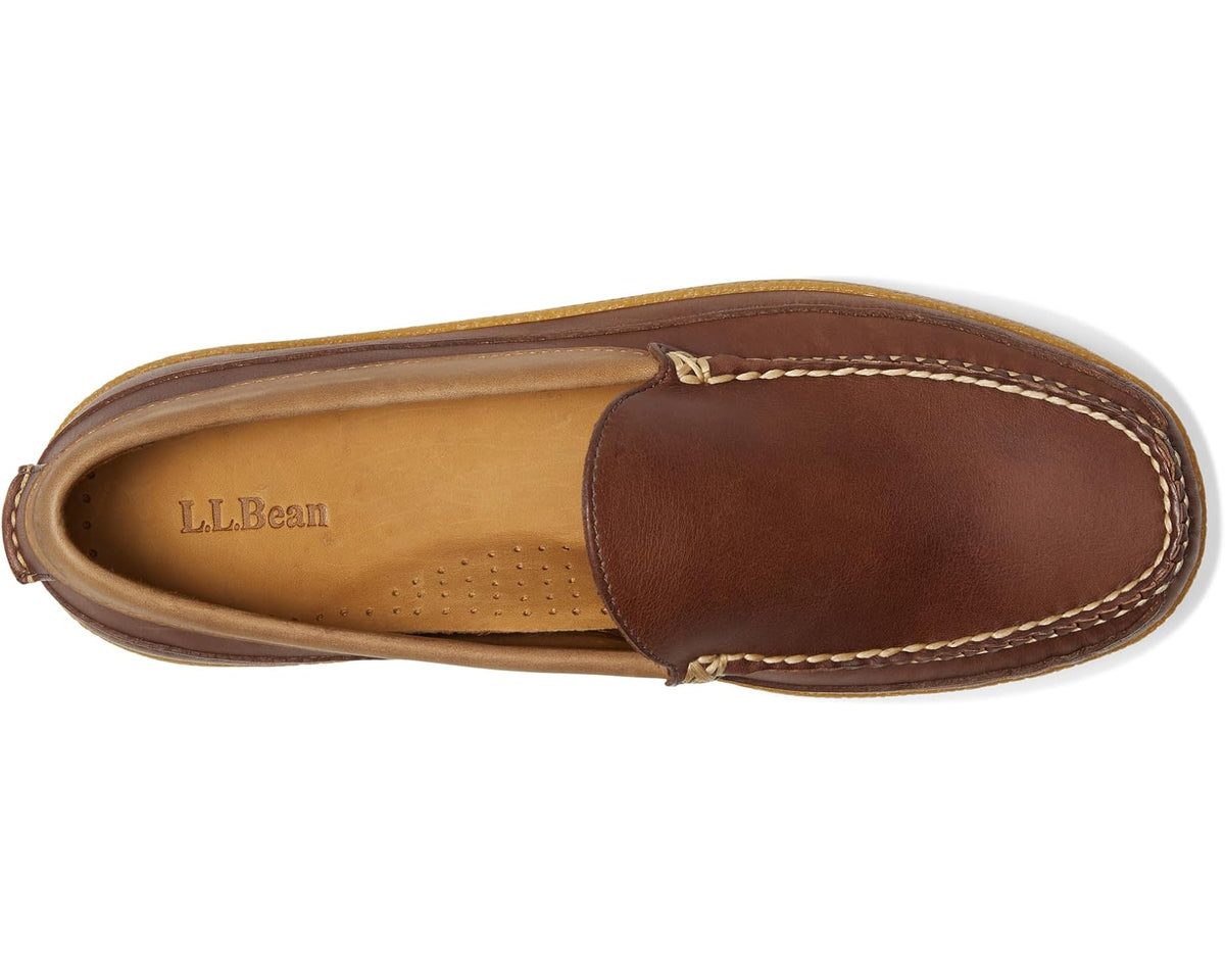 Hazelnut moc slippers with L.L.Bean logo on tan interior and suede upper
