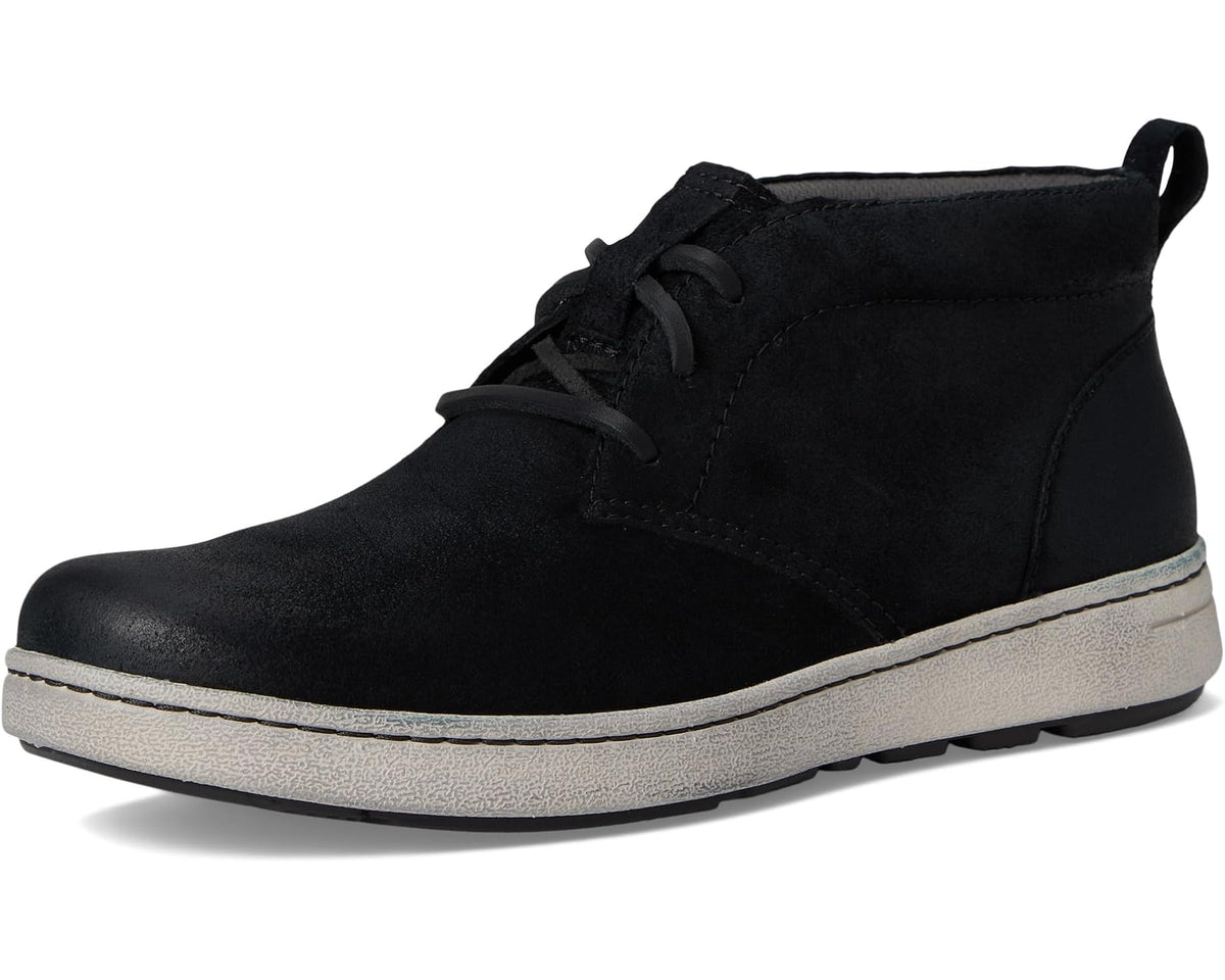 Men's Dansko Tony black chukka boots with lace-up front and light-gray sole