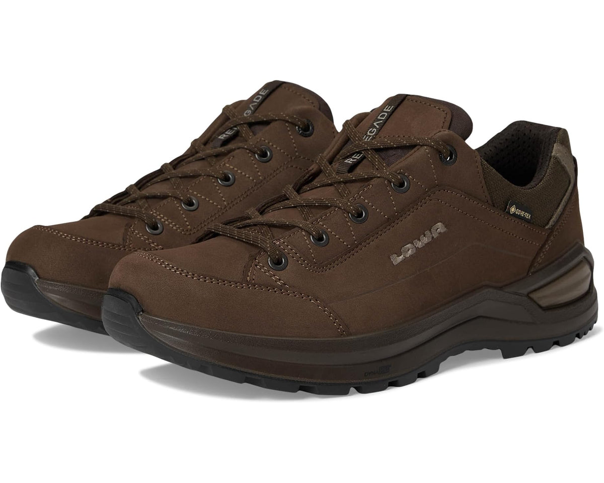 Men's brown lace-up hiking shoe with padded collar and rubber outsole