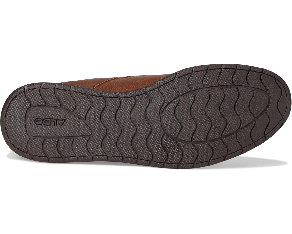 Cognac sneaker outsole with textured tread and ALDO logo