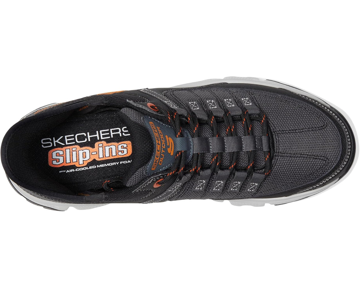 Men's SKECHERS Summits AT dark grey slip-in sneaker interior logo on top view