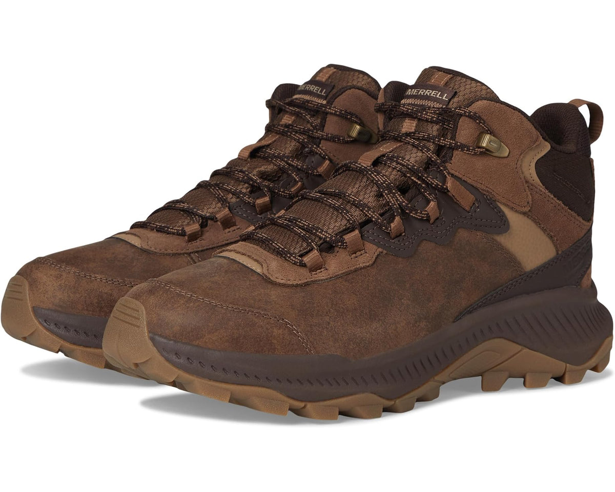 Men's Merrell mid waterproof hiking boot, mole brown suede and mesh
