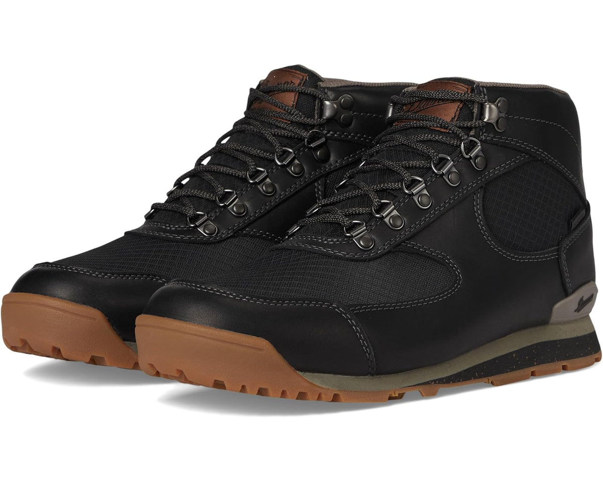Midnight full-grain leather hiking boot with lace-up design and padded collar