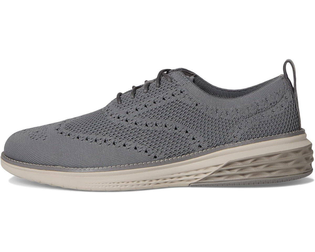 Men's Cole Haan knit oxford front view with lace-up vamp and textured stitching