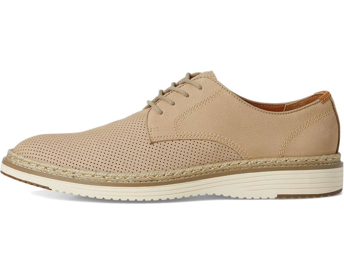 Men's Johnston & Murphy taupe perforated plain-toe lace-up shoe, side profile