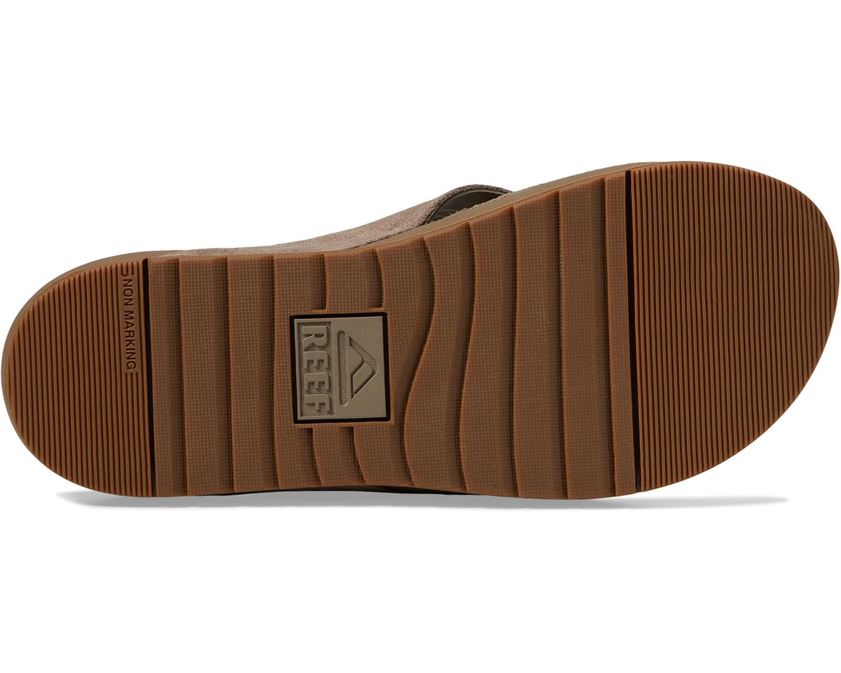 Men's suede fossil-brown sandals with textured rubber outsole