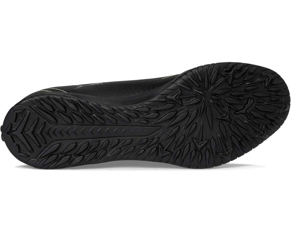 Black PUMA turf soccer cleats outsole with molded tread for turf