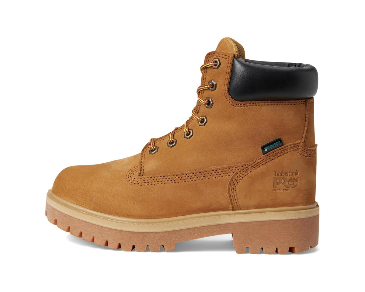 Wheat 6-inch lace-up work boot with black ankle collar and protective toe cap