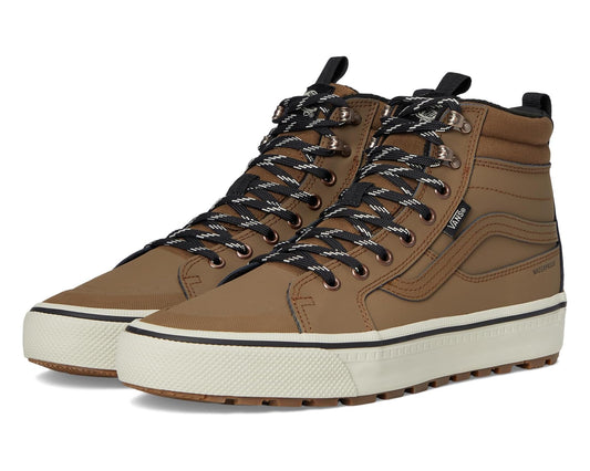 Unisex waterproof high-top sneaker in sepia with marshmallow sole and black laces