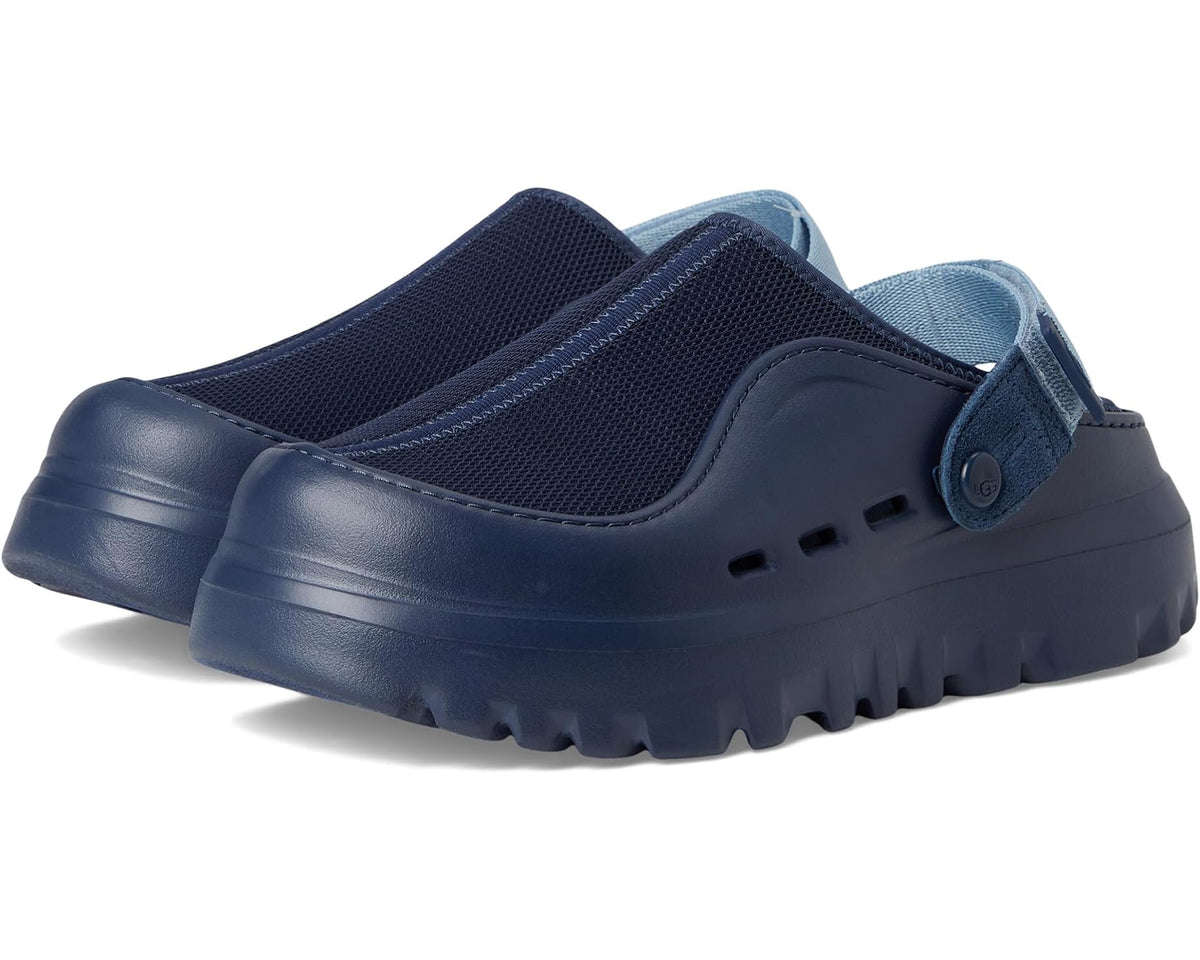 Men's UGG Peakmod slip-on shoes, dark navy with light blue strap and perforations