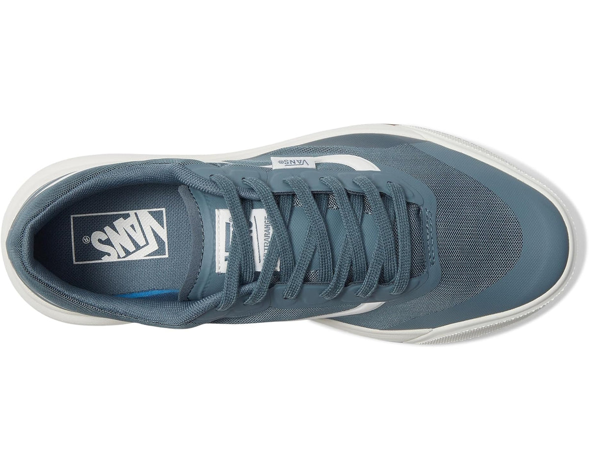 Unisex blue lace-up sneakers with Vans logo on tongue and white side stripe