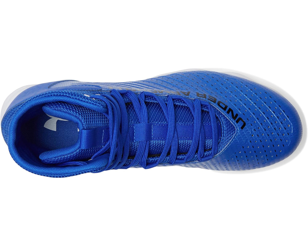 Men's Under Armour royal blue cleat toe with textured upper and white midsole