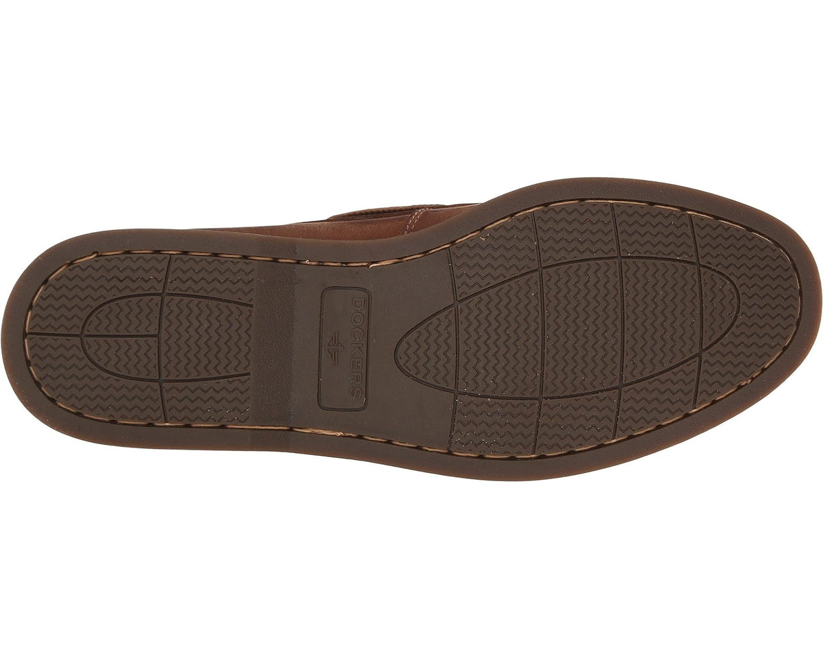 Rust-brown men's boat shoe outsole with textured tread