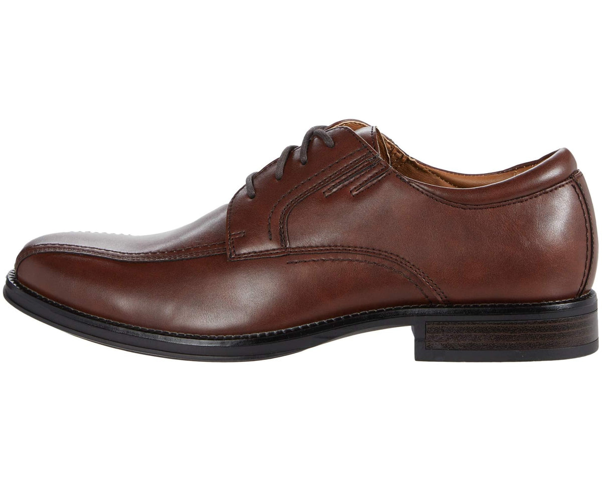 Dockers Geyer brown leather lace-up dress shoe side view with dark trim sole