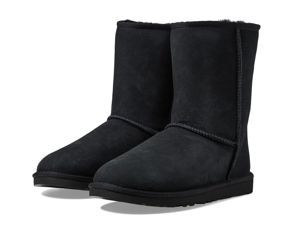 UGG men's Classic Short black boots with round toe and short fuzzy cuff