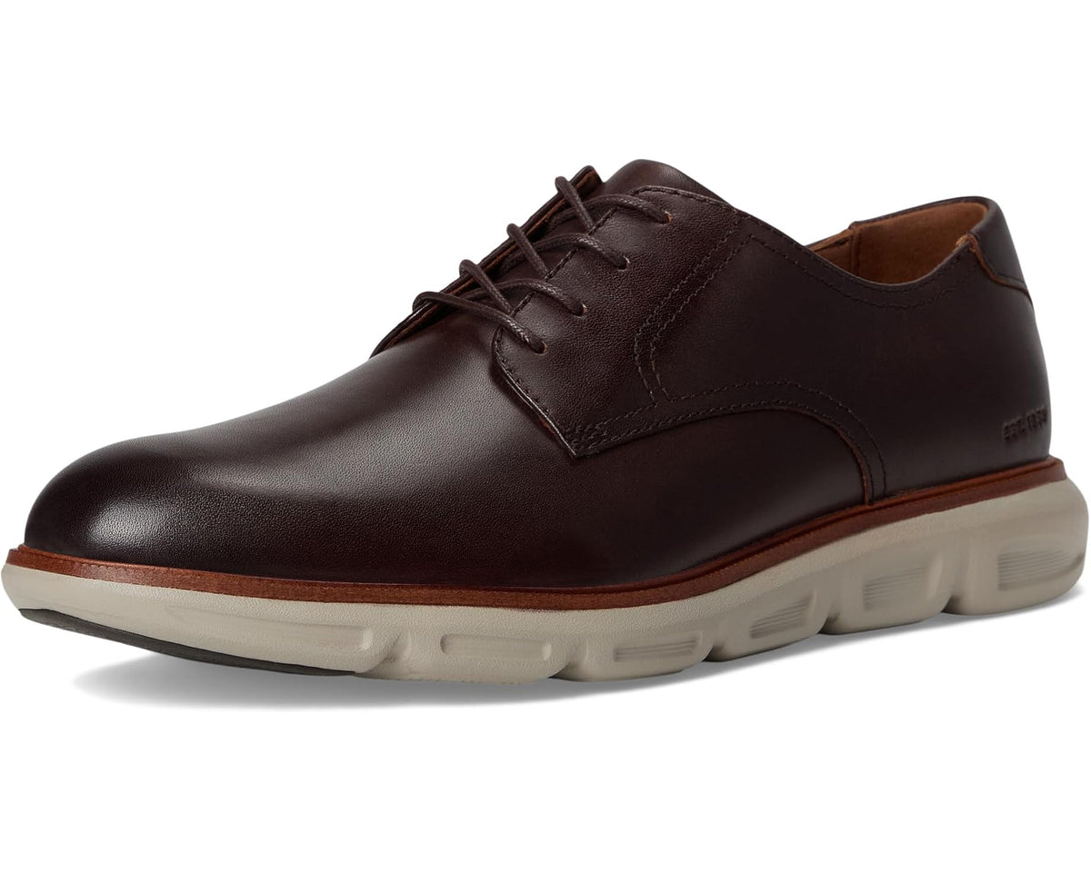 Men's dark mahogany lace-up oxford with plain toe and layered rubber sole