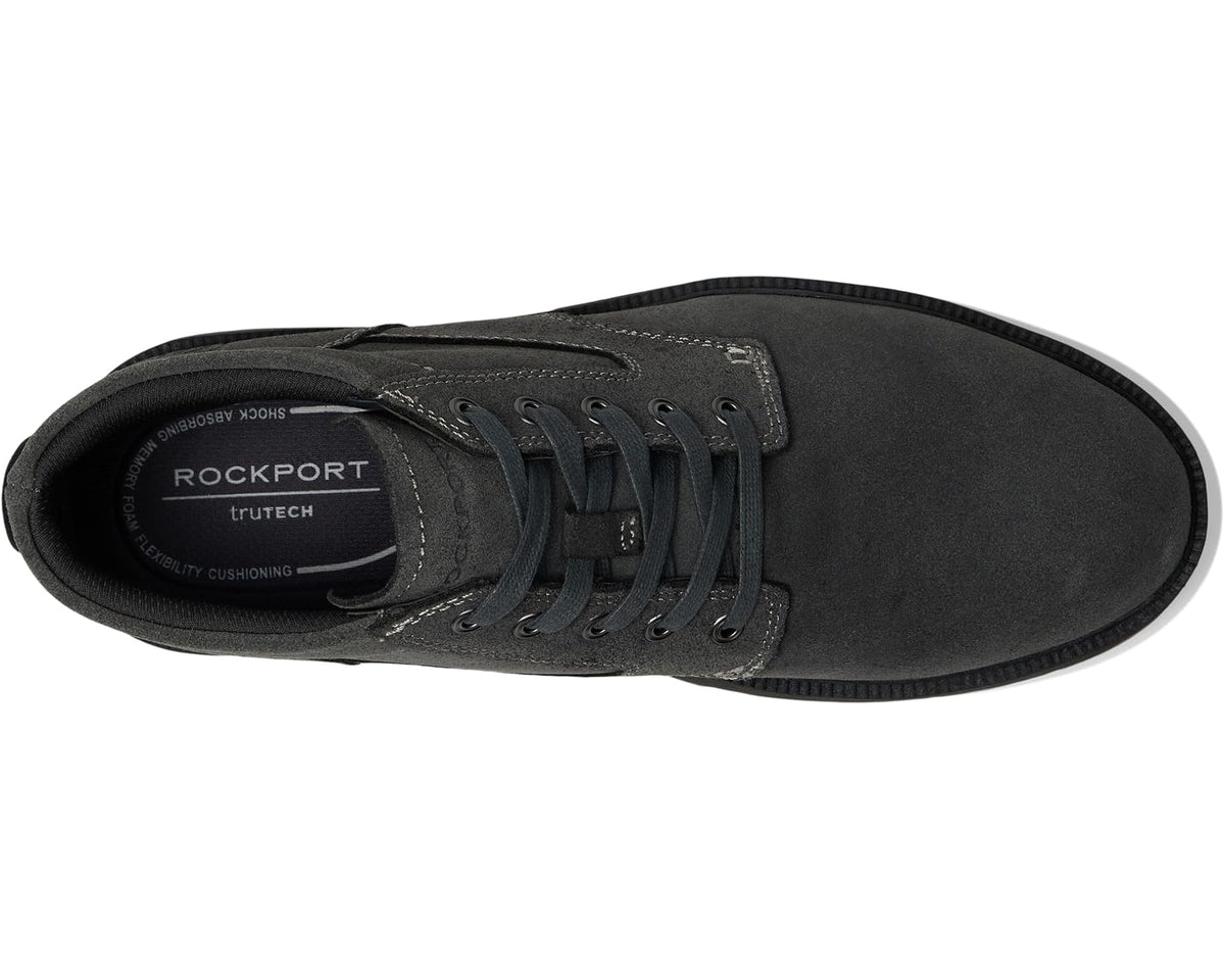 Men's Rockport Seamus grey suede lace-up boot, interior and eyelets visible