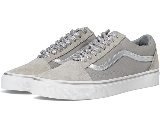 Vans Old Skool low-top sneakers in metallic gray with silver glitter laces
